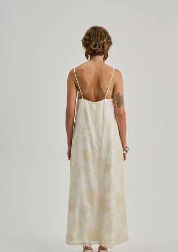 Vestido Iódice Solto Decote Careca Sem Manga Midi Off White P / Off White