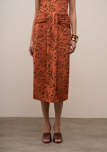 Saia Iódice Lápis Alta Midi Laranja 38 / Laranja