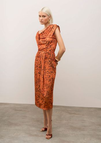 Saia Iódice Lápis Alta Midi Laranja 38 / Laranja