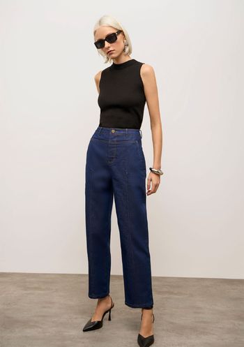 Calça Iódice Reta Alta Azul 36 / Azul