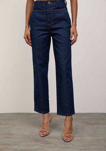 Calça Iódice Reta Alta Azul 36 / Azul