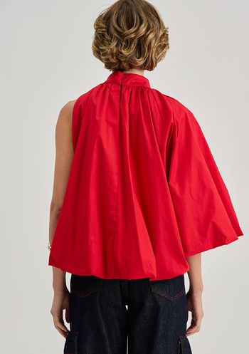 Blusa Iódice Oversized Um Ombro Só Manga Curta Padrão Vermelho P / Vermelho