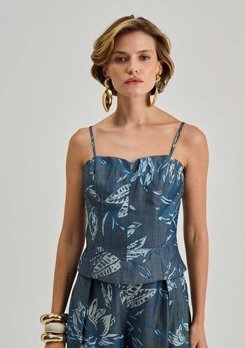 Top Iódice Decote Quadrado Sem Alça Azul P / Azul