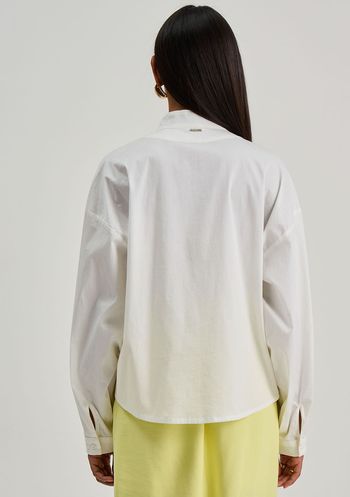 Camisa Iódice Solta Decote V Manga Longa Padrão Off White PP / Off White