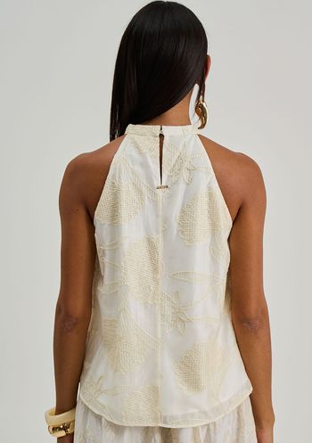 Regata Iódice Solta Decote Careca Padrão Off White PP / Off White