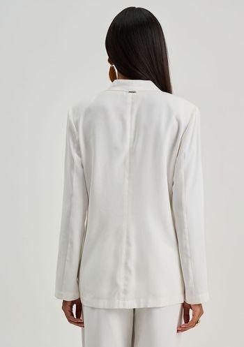 Blazer Iódice Ajustado Manga Longa Padrão Off White P / Off White