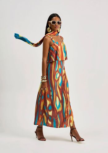 Vestido Iódice Solto Decote Reto Sem Manga Longo Amarelo P / Amarelo