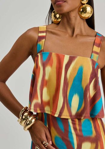Vestido Iódice Solto Decote Reto Sem Manga Longo Amarelo P / Amarelo