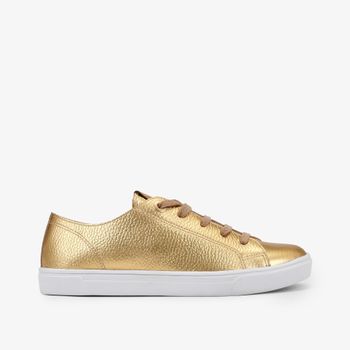 Tênis Metalizado Dourado Couro 33