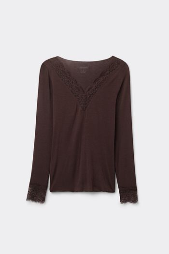 Blusa Manga Comprida Em Cashmere Ultraleve - Marrom P / Marrom