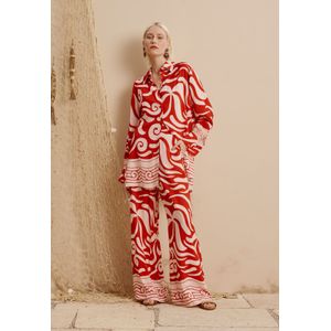 Calça Pantalona Pororoca Estampada Vermelho CACAY