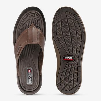 Sandália Ferracini Masculina Couro Marrom Dakar 1590-667B 37 / MARROM | BROWN