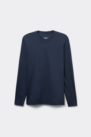 Camiseta De Manga Comprida Em Algodão Premium - Azul G / Azul