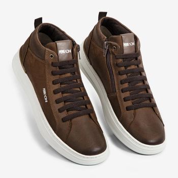 Sapatênis Ferracini Couro Masculino Elástico Gold 2073A 37 / MARROM | BROWN