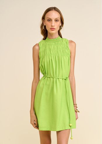Vestido Zinco Solto Gola Alta Sem Manga Curto Verde PP / Verde