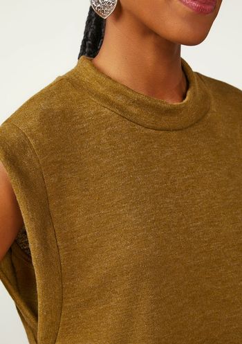 Blusa Zinco Solta Gola Alta Sem Alça Padrão Verde PP / Verde