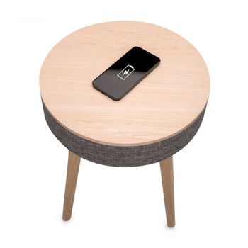 Mesa Speaker e Carregador Sem Fio Cinza