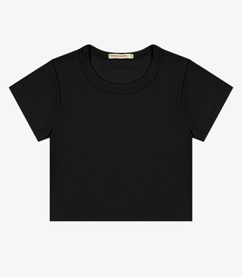Blusa Cropped Infantil Ribana Canelada Trick Nick Preto 3 / Preto