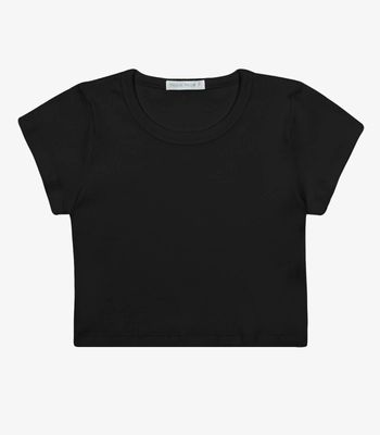 Blusa Cropped Infantil Ribana Canelada Trick Nick Preto 3 / Preto