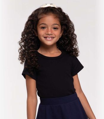 Blusa Cropped Infantil Ribana Canelada Trick Nick Preto 3 / Preto