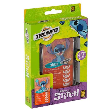 Jogo Super Trunfo Stitch Grow 32 Cartas Caixa Plástica Azul