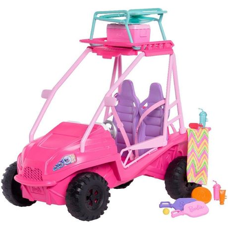 Barbie Veículo Os Mistérios Praia Buggy 4 Lugares Rosa Vibrante