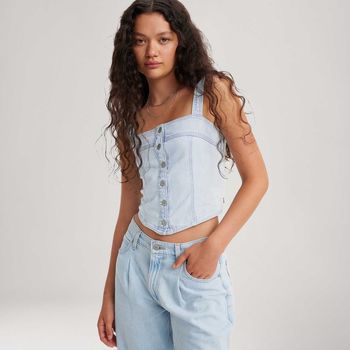 Blusa Jeans Levi's® Drea Corset Lavagem Clara Regata G