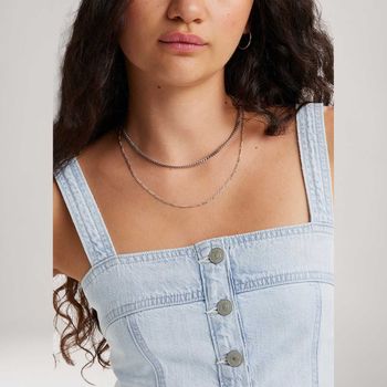 Blusa Jeans Levi's® Drea Corset Lavagem Clara Regata G