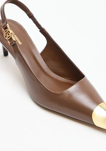 Scarpin Salto Médio Couro Bico Metalizado 39 / A2712