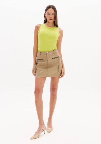 Saia Curta Com Cintura Alta E Zíperes PP / A2736