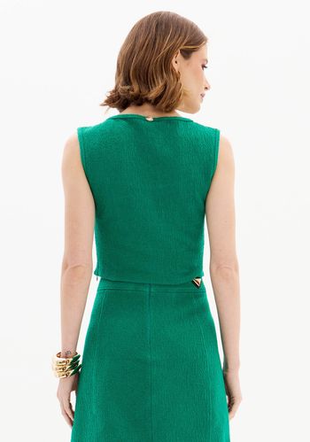 Blusa Cropped Texturizada Com Decote Quadrado PP / A2727