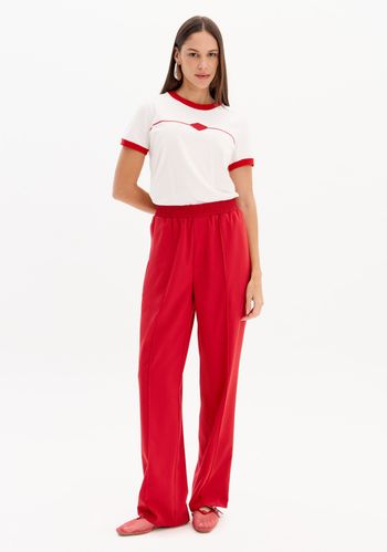 Calça Reta De Cintura Alta Com Elástico No Cós PP / A2720