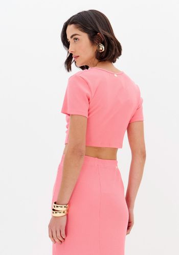 Blusa Cropped Manga Curta Amarração PP / A1658