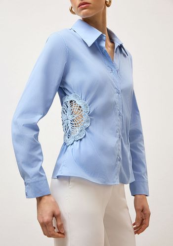 Camisa Iódice Manga Longa Com Bordado Azul P / Azul