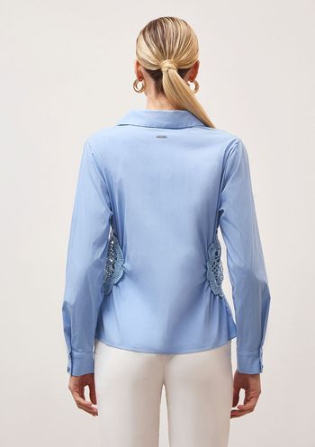 Camisa Iódice Manga Longa Com Bordado Azul P / Azul