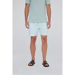 Bermuda Sarja Traymon Cós Elástico Listrada Azul Claro