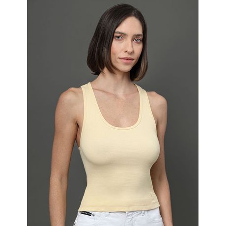 Regata Feminina Nadador Ribana Justa Calvin Klein Jeans Amarelo Manteiga