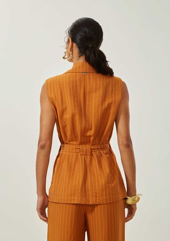 Colete Maria.Valentina Ajustado Sem Manga Alongado Marrom PP / Marrom