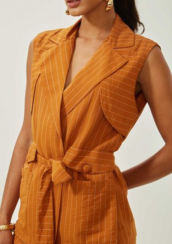 Colete Maria.Valentina Ajustado Sem Manga Alongado Marrom PP / Marrom