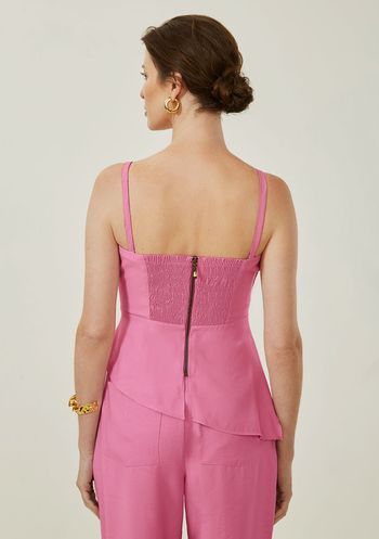 Blusa Maria.Valentina Ajustada Decote Reto Sem Alça Padrão Rosa PP / Rosa