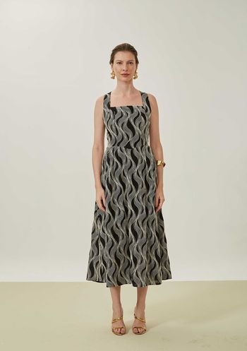 Vestido Maria.Valentina Ajustado Cava Francesa Sem Manga Midi Preto PP / Preto