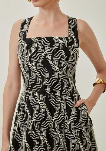 Vestido Maria.Valentina Ajustado Cava Francesa Sem Manga Midi Preto PP / Preto