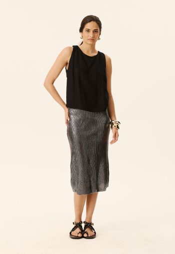 Saia Midi Foil Prata Tricot P / PRATA