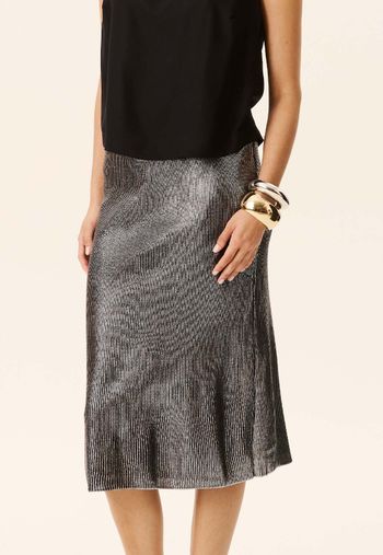 Saia Midi Foil Prata Tricot P / PRATA