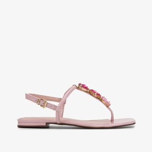 Sandália Rasteira Em Couro Verniz Rosa Claro Loucos & Santos