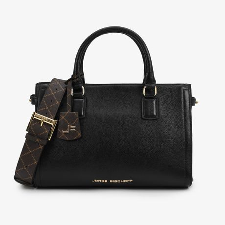 Bolsa Tote Grande Jorge Bischoff Couro Floter Fresh Preto Alça Monograma