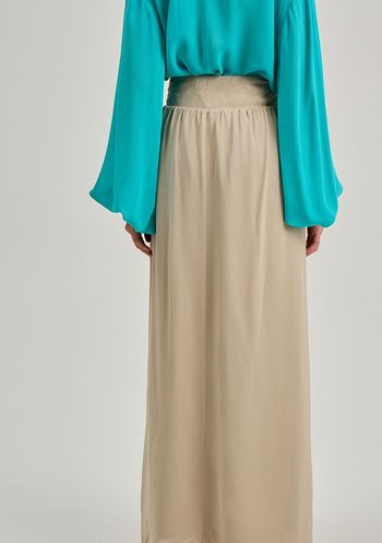 Saia Iódice Evasê Alta Midi Bege 36 / bege