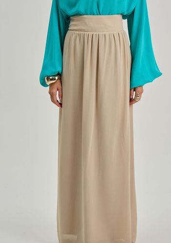 Saia Iódice Evasê Alta Midi Bege 36 / bege