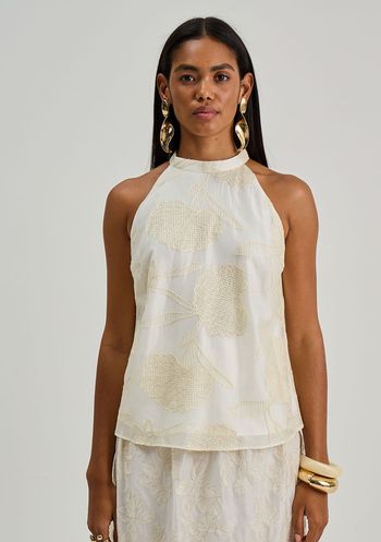 Regata Iódice Solta Decote Careca Padrão Off White PP / Off White