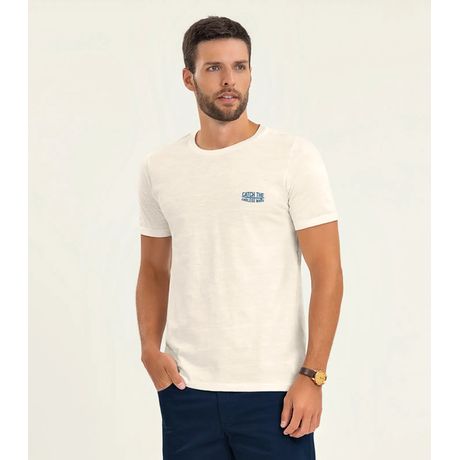 Camiseta Masculina Diametro Malha Maquinetada Manga Curta Bege